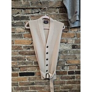 Vintage Expressions By Campus Sweater Vest Womens Large Beige Belted Knit USA
